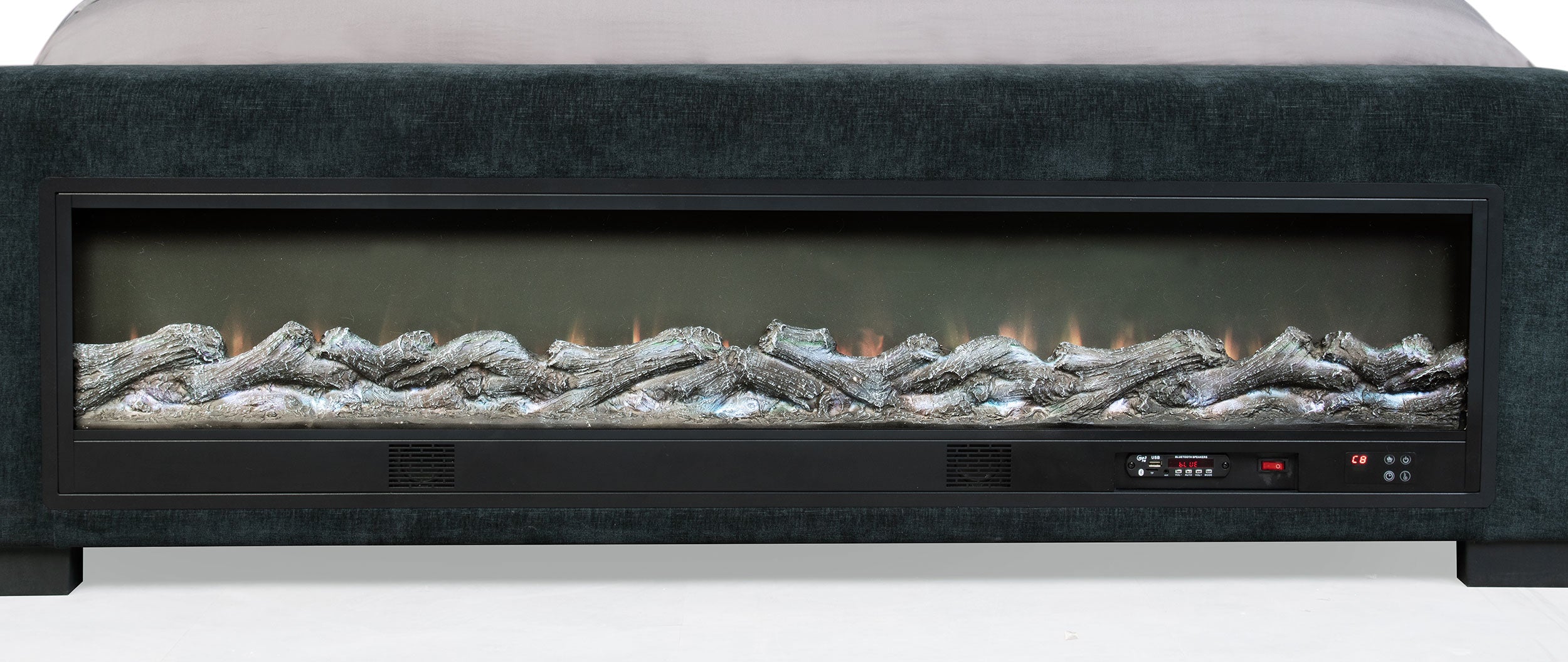 Preston Upholstered California King Audio Flame Visualizer Bed Dark Blue — view 8