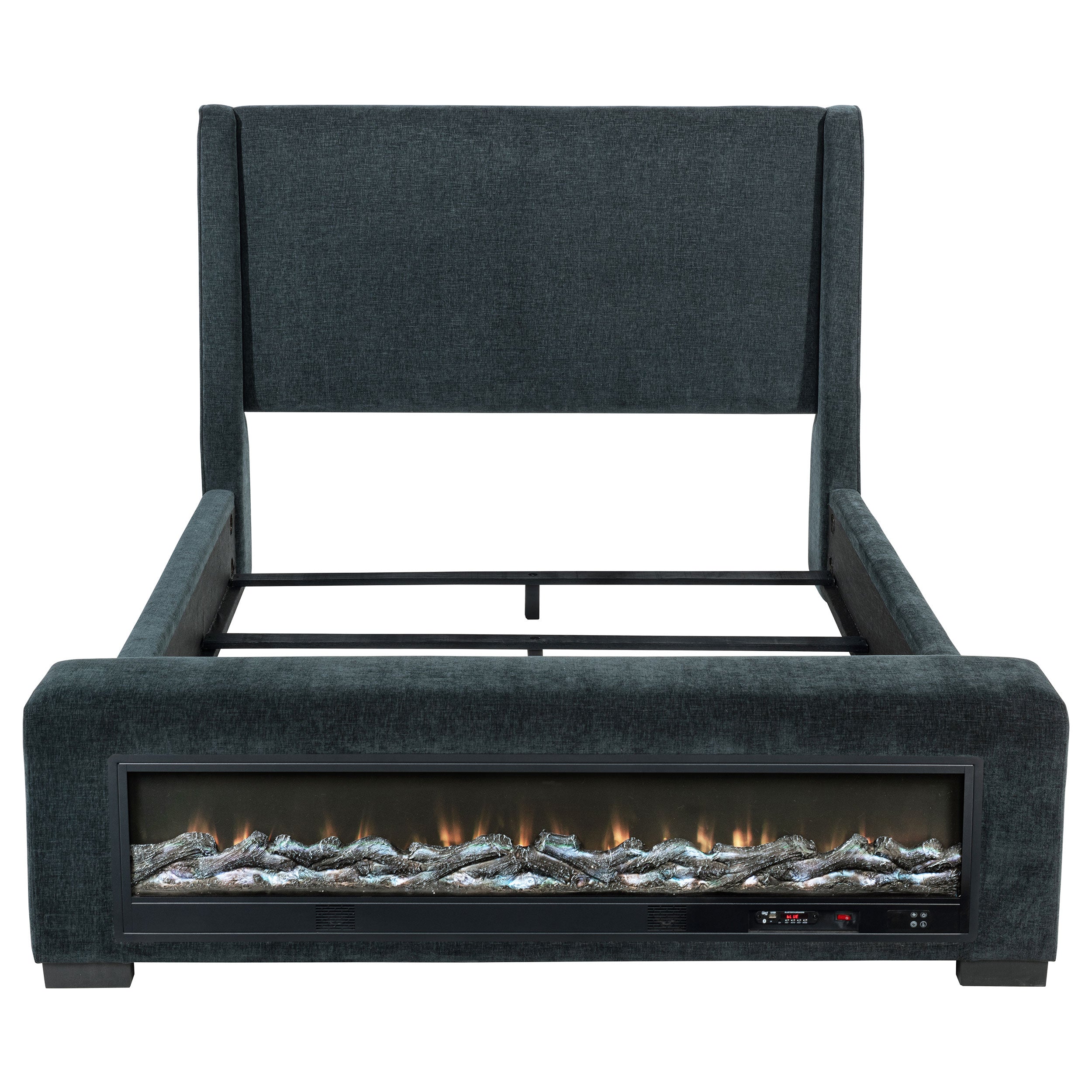 Preston Upholstered Queen Audio Flame Visualizer Bed Dark Blue — view 4