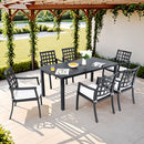 Modern Classic Outdoor Patio Dining Set, Rectangular Table & Dining Chairs, Rust Free, Weather Resistant