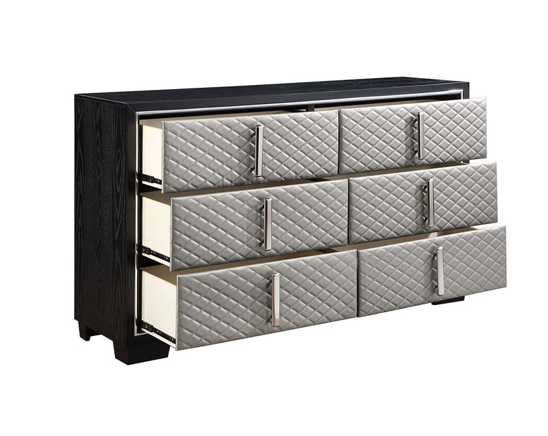 Nicola - Dresser - Silver Synthetic Leather & Black