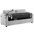 Corduroy Sleeper Sofa Loveseat Sofa With Full Size Mattress, 2 USB Ports, 2 Cup Holders, 2 Side Pockets And Phone Holder