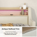 Twin Size Daybed with Storage Drawers, Upholstered Daybed with Charging Station and LED Lights, Beige (Expect arrive date: December 30th.)