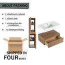 Modern Wall Mounted 30 Inch Bathroom Vanity With Resin Sink And 2 Side Cabinet In Imitative - Imitative Oak