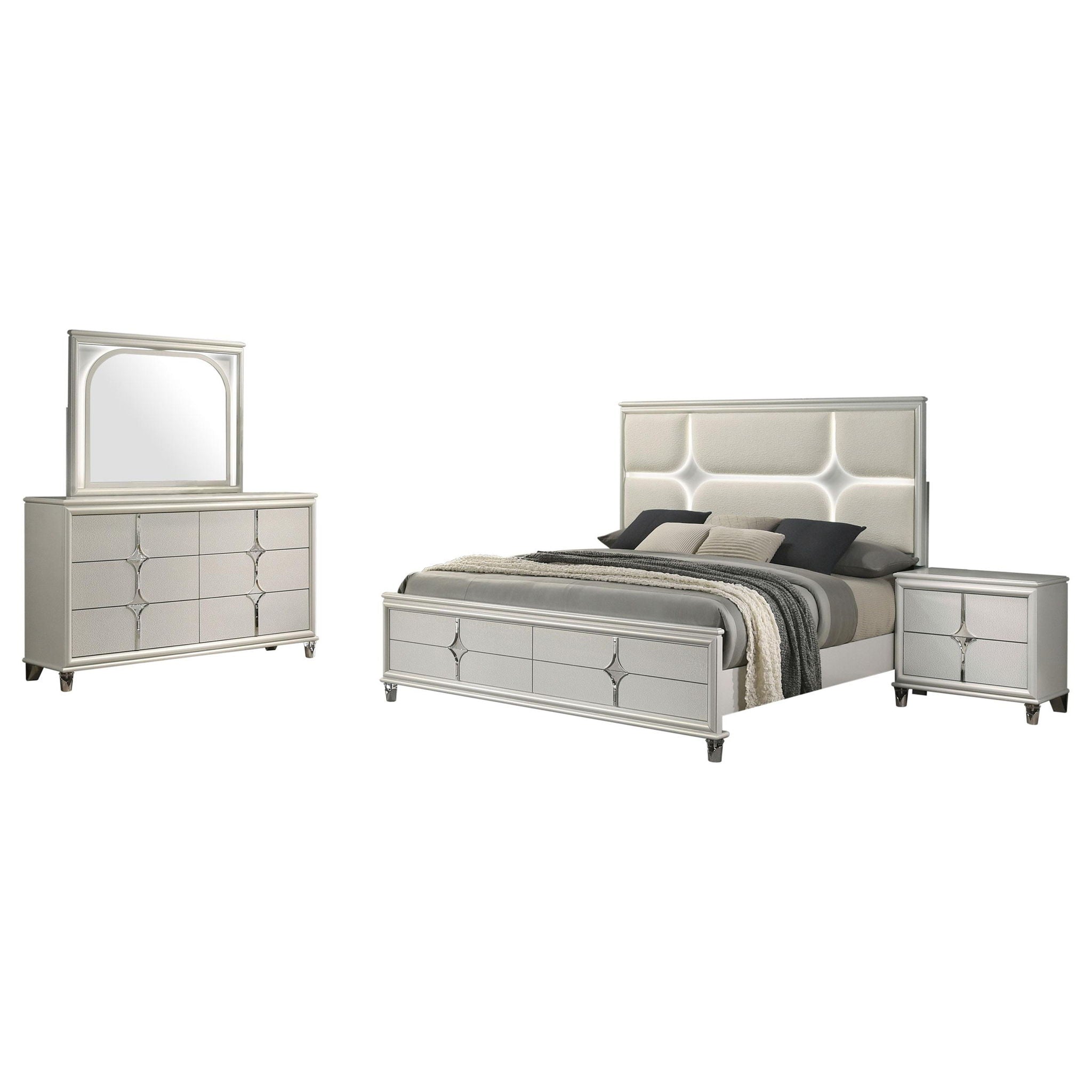 Olivia 4-piece California King Bedroom Set Pearl White