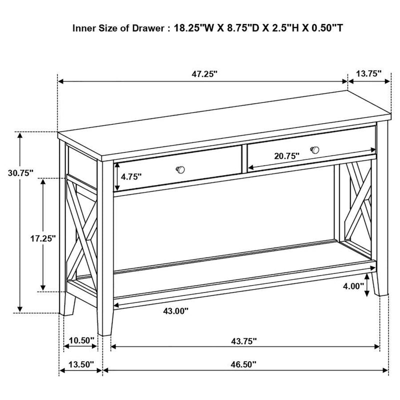 Hollis - 2-Drawer Wood Entryway Console Table - Brown And White