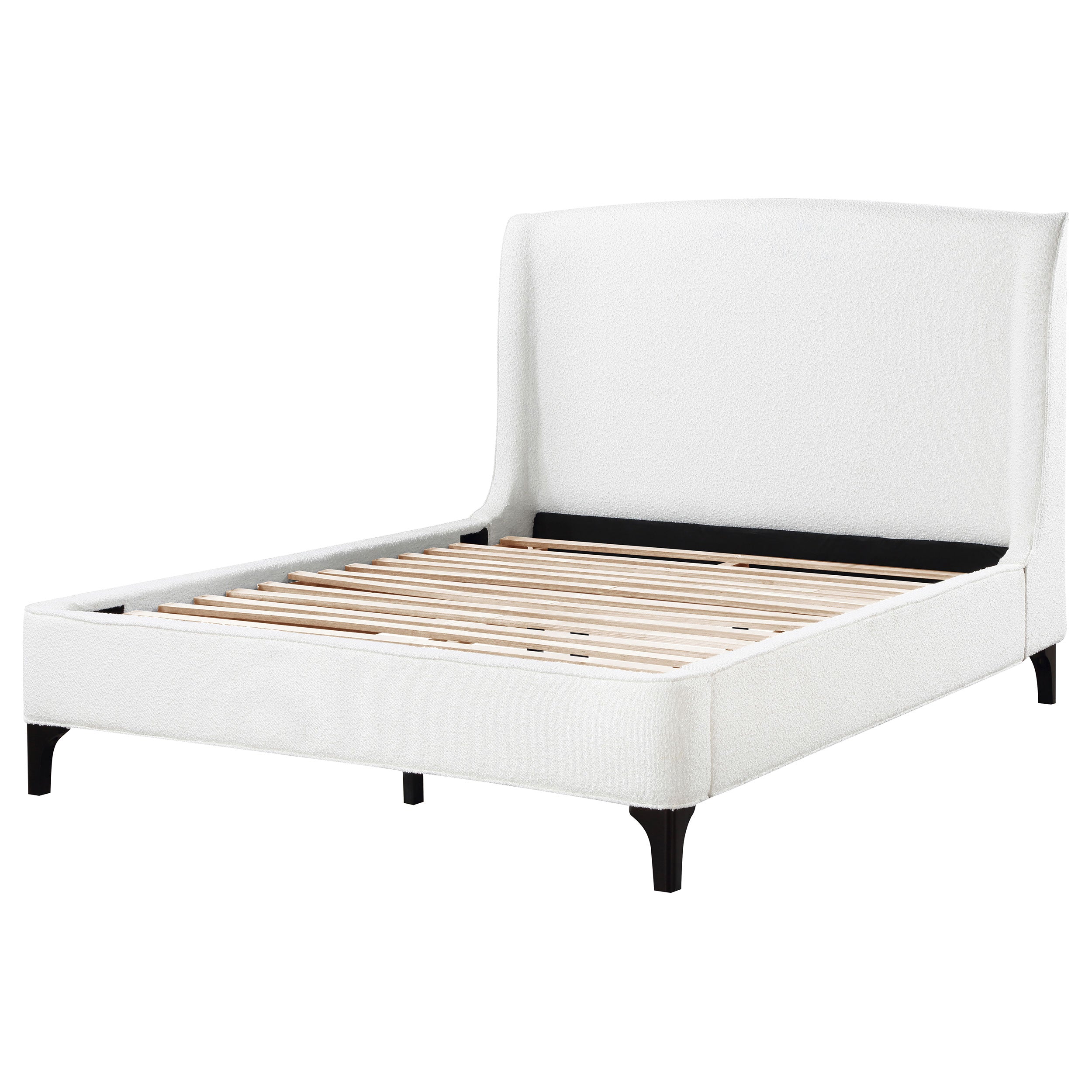 Mosby Upholstered Queen Wingback Bed Snow — view 5