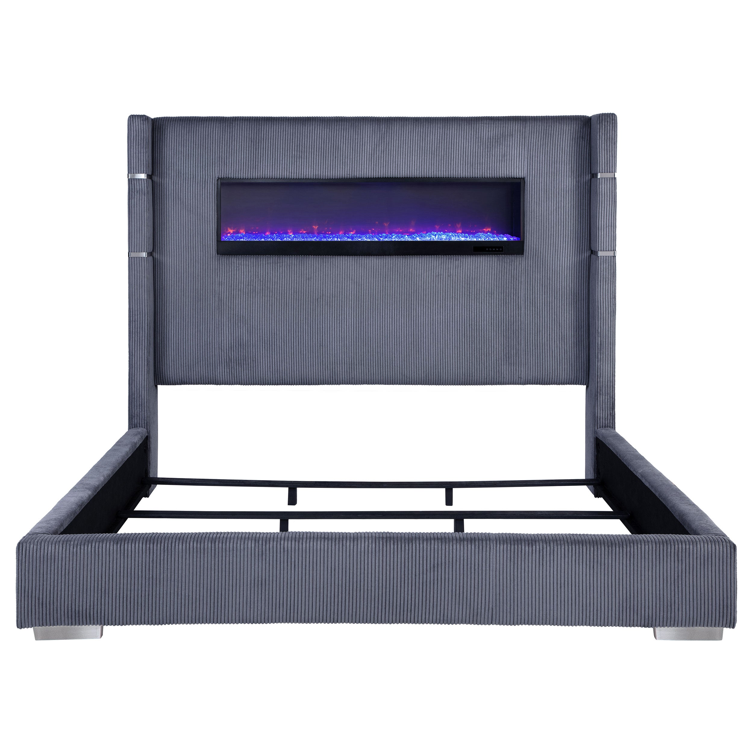 Tisdall Upholstered Eastern King Flame Visualizer Bed Grey — view 4