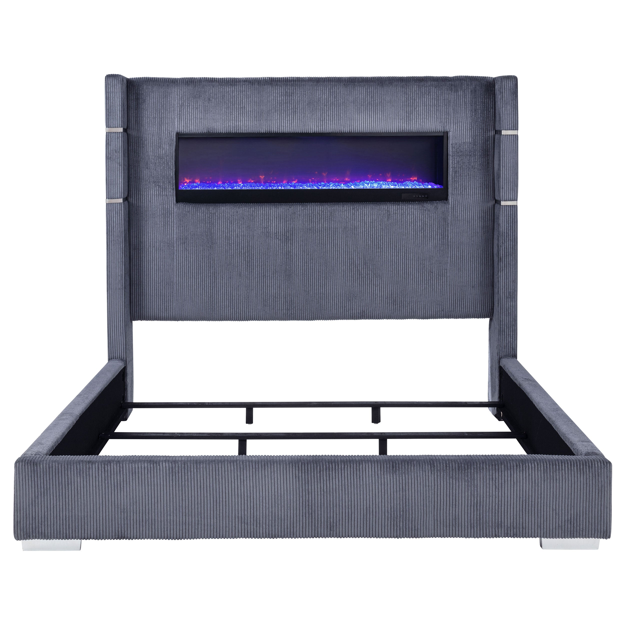 Tisdall Upholstered Cal King Flame Visualizer Bed Grey — view 4