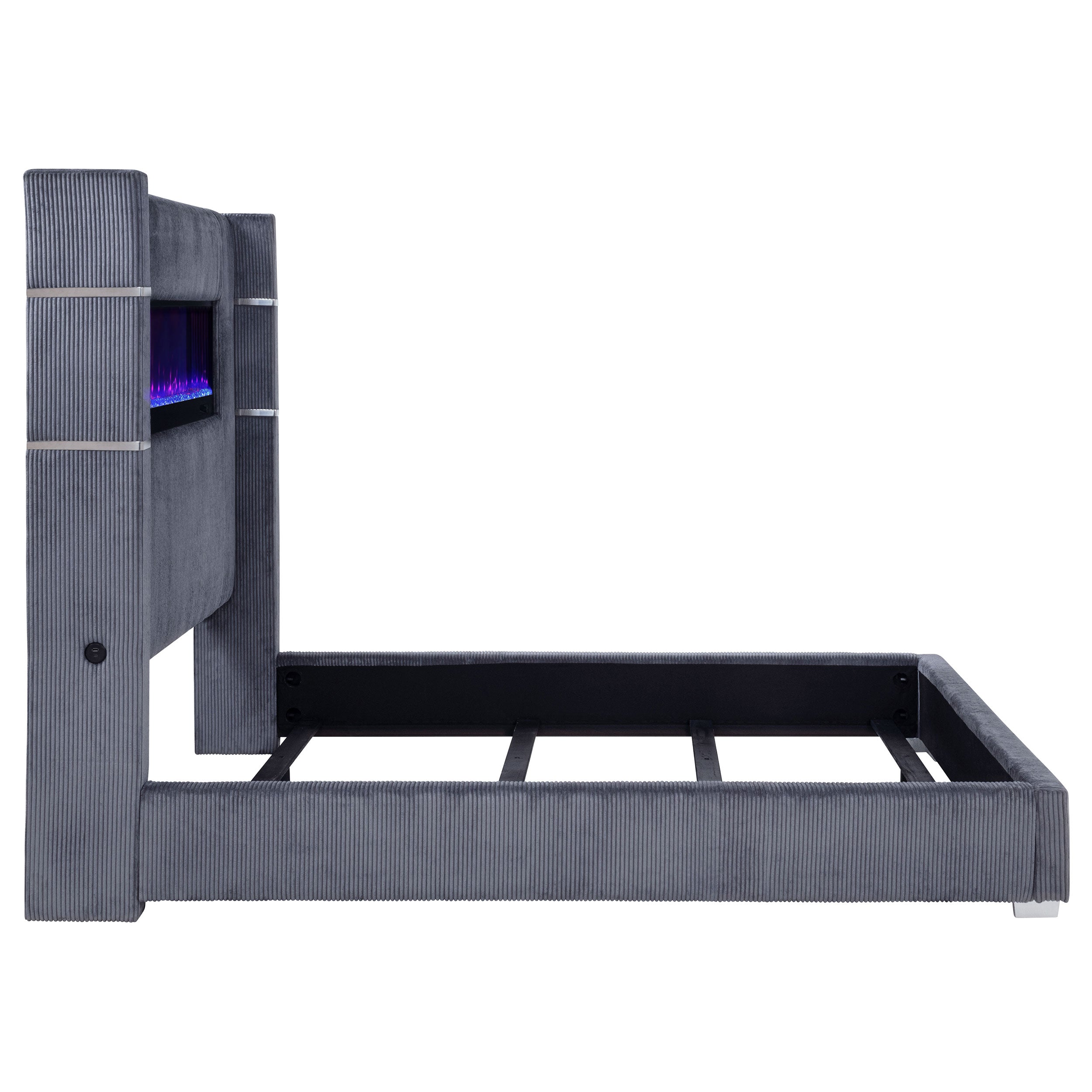 Tisdall Upholstered Cal King Flame Visualizer Bed Grey — view 6