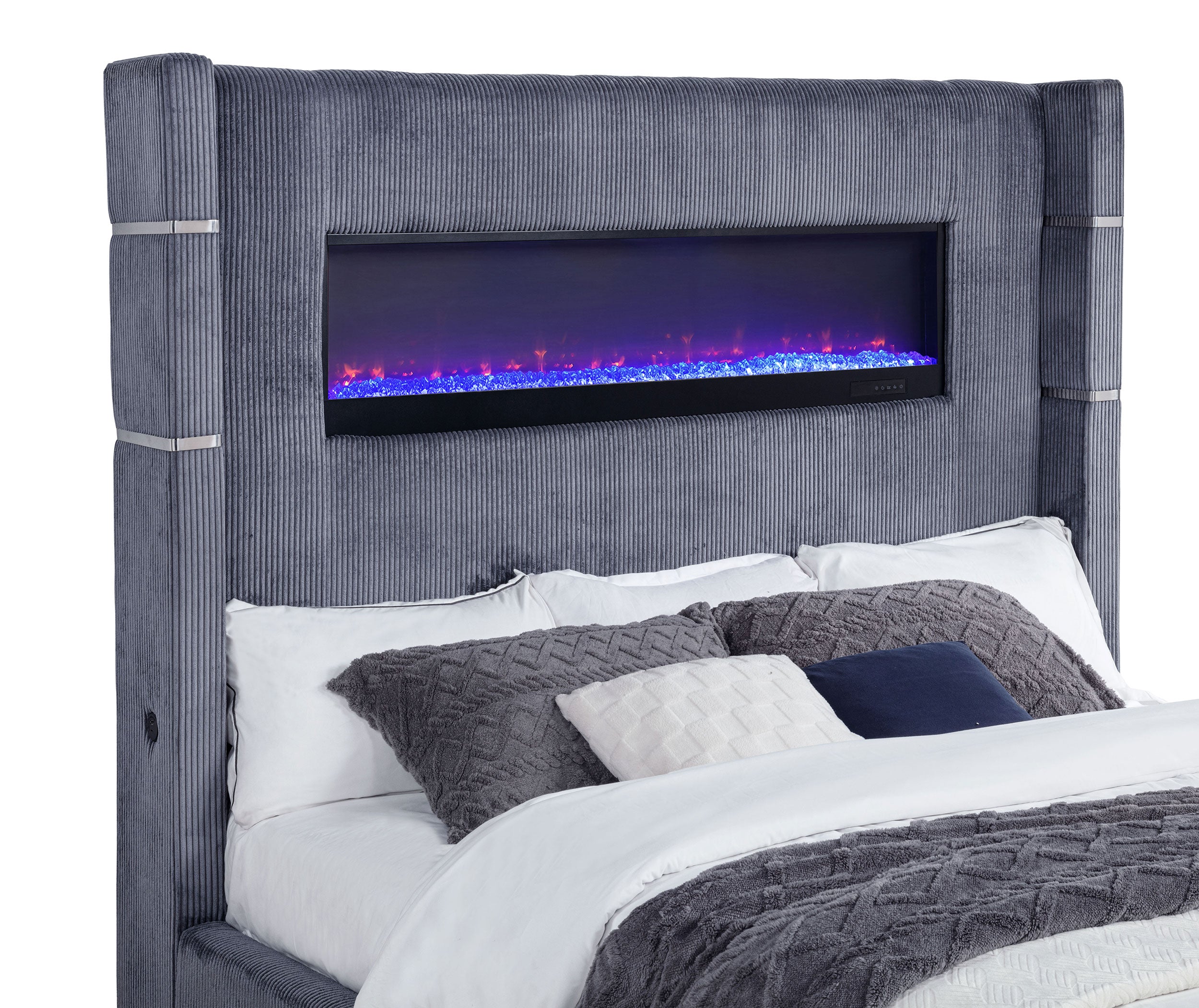 Tisdall Upholstered Cal King Flame Visualizer Bed Grey — view 7