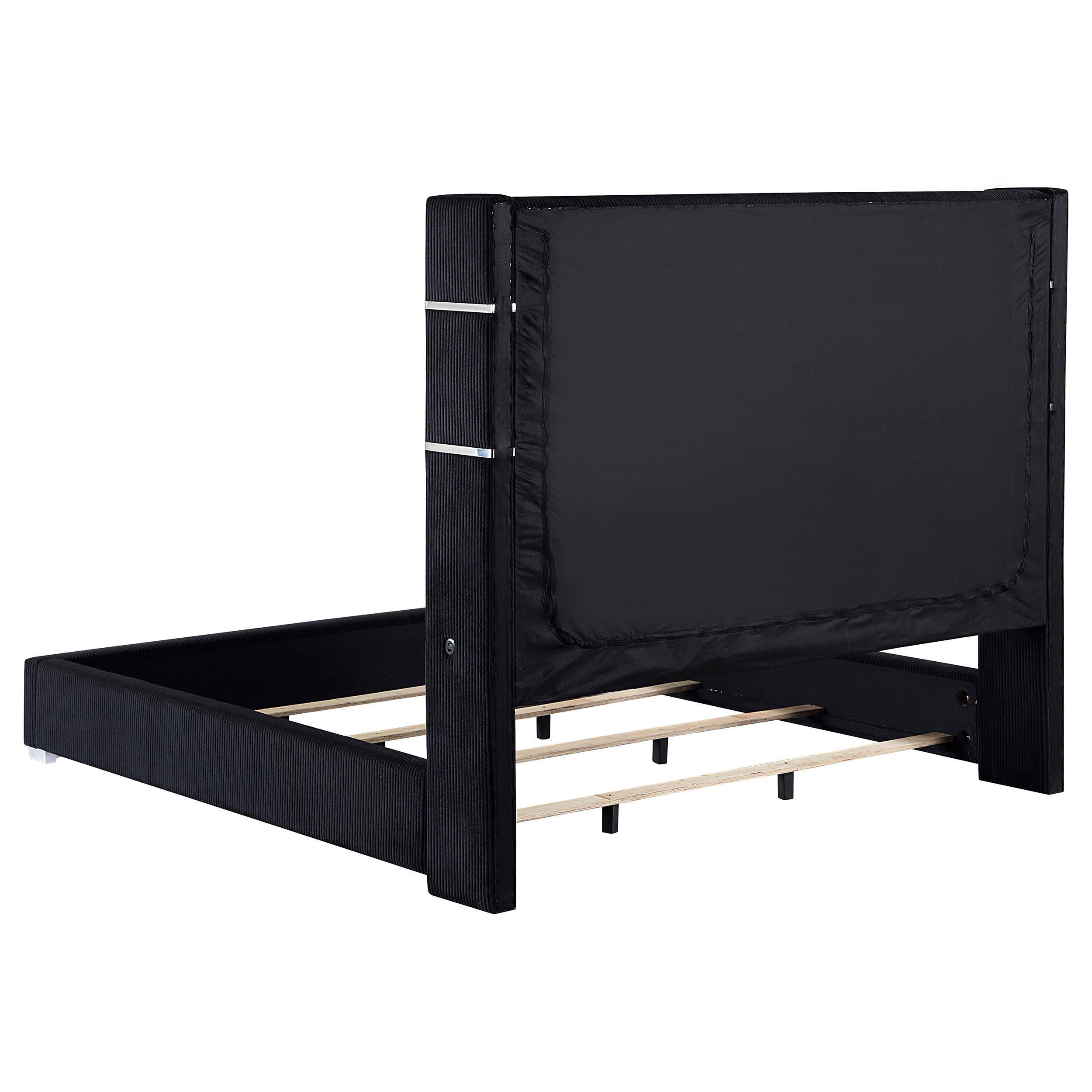 Tisdall Upholstered Eastern King Flame Visualizer Bed Black — view 4