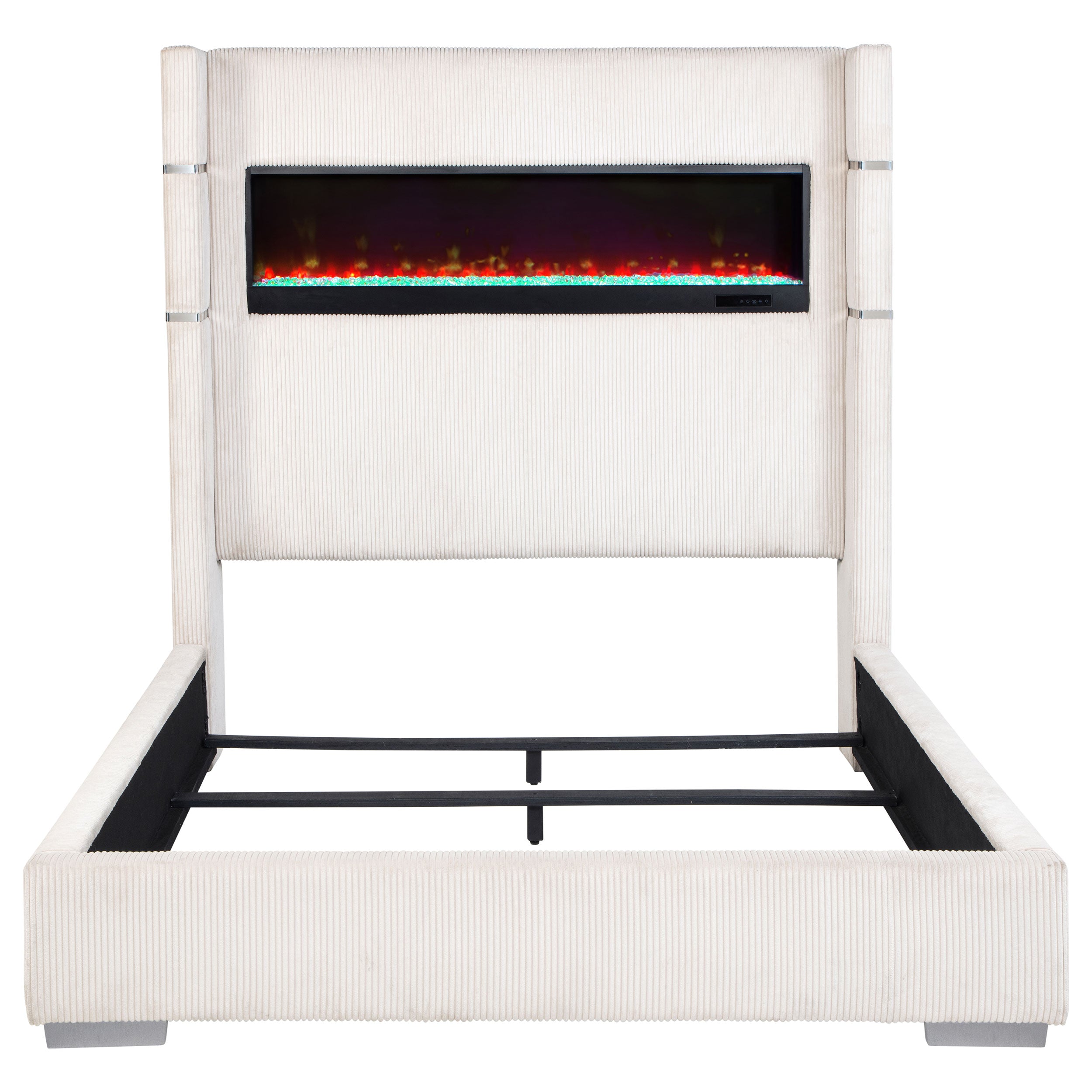 Tisdall Upholstered Queen Flame Visualizer Bed Cream — view 4
