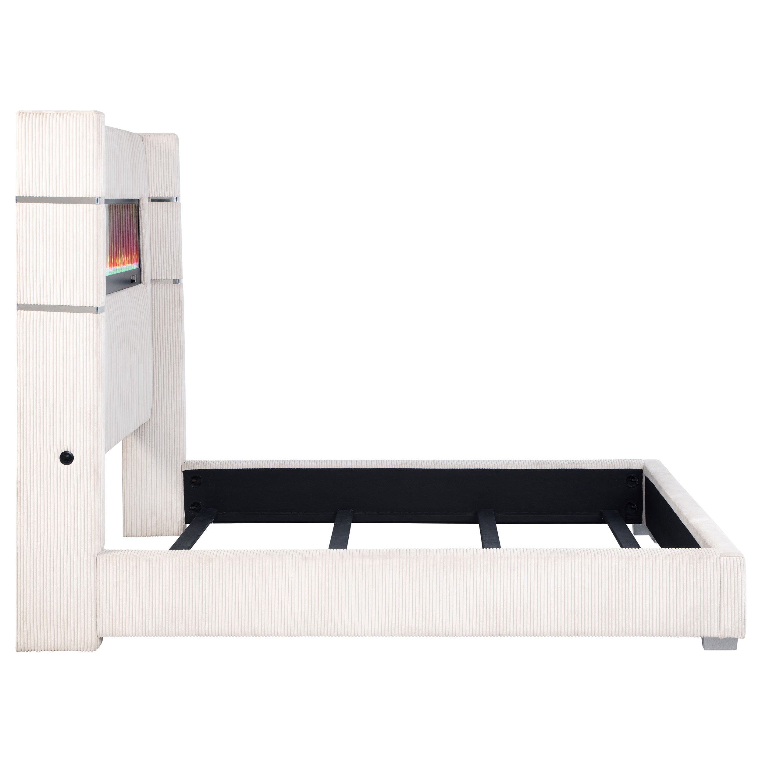 Tisdall Upholstered Queen Flame Visualizer Bed Cream — view 6