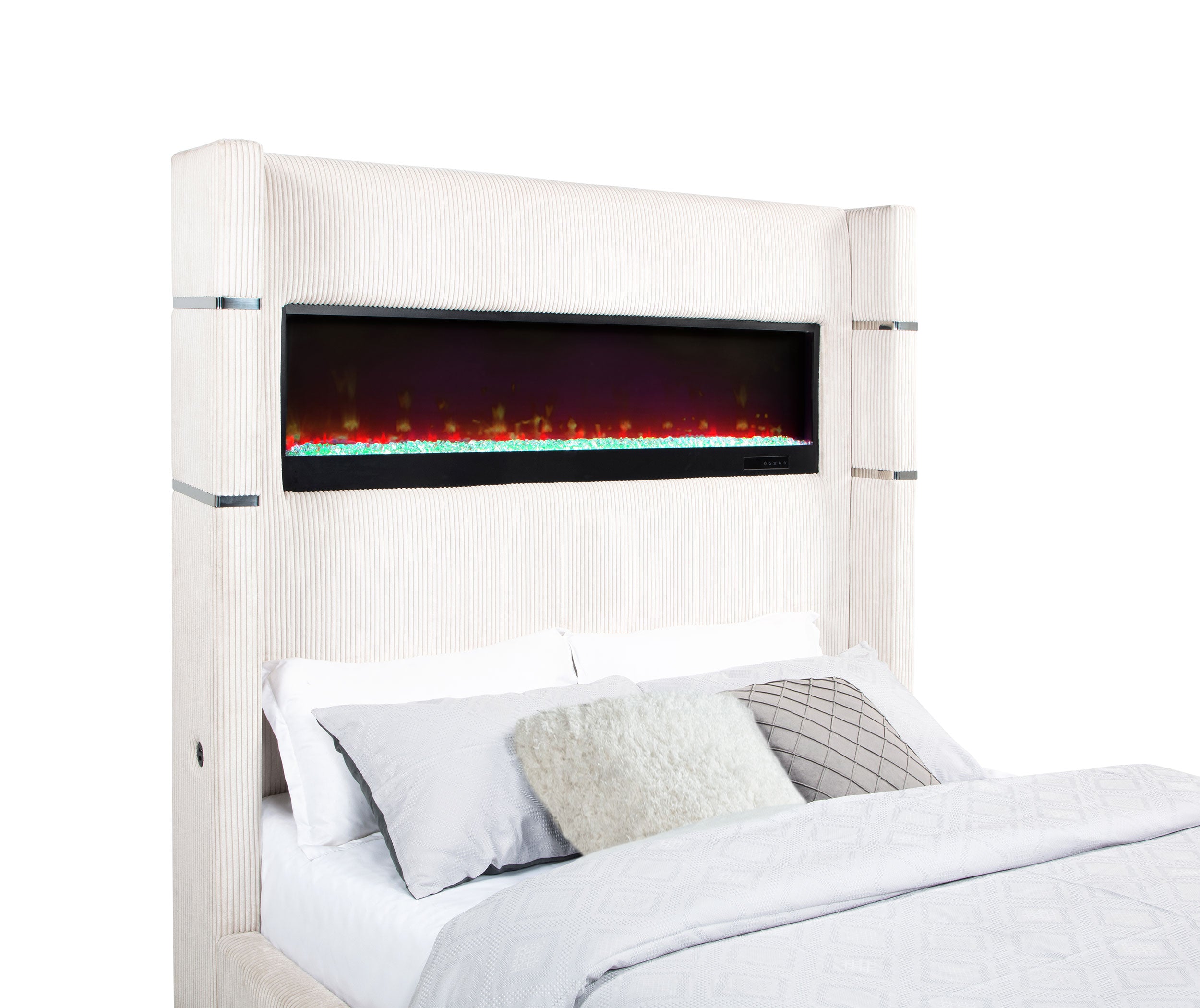 Tisdall Upholstered Queen Flame Visualizer Bed Cream — view 7