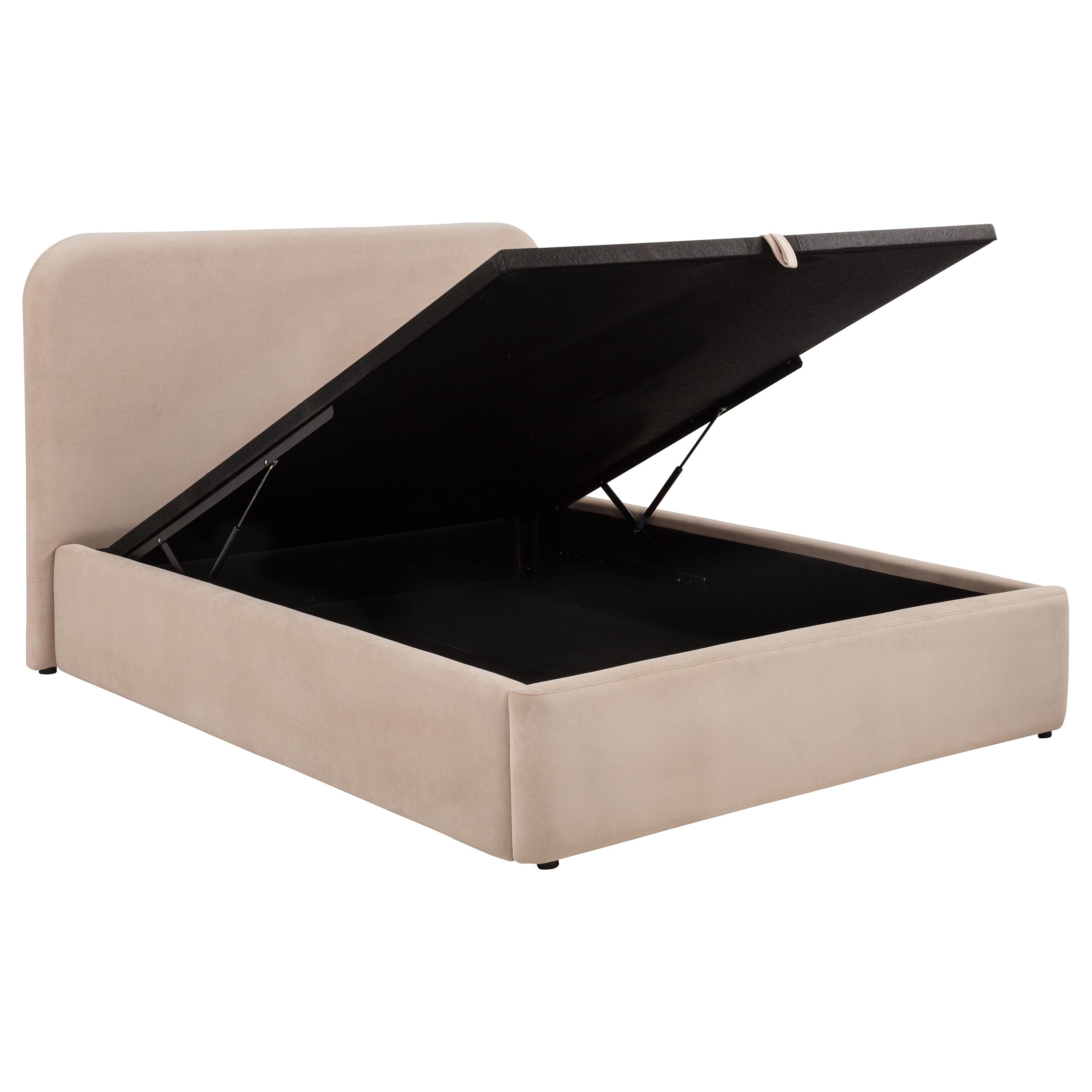Anders Upholstered Eastern King Storage Lift Platform Bed Beige — view 1
