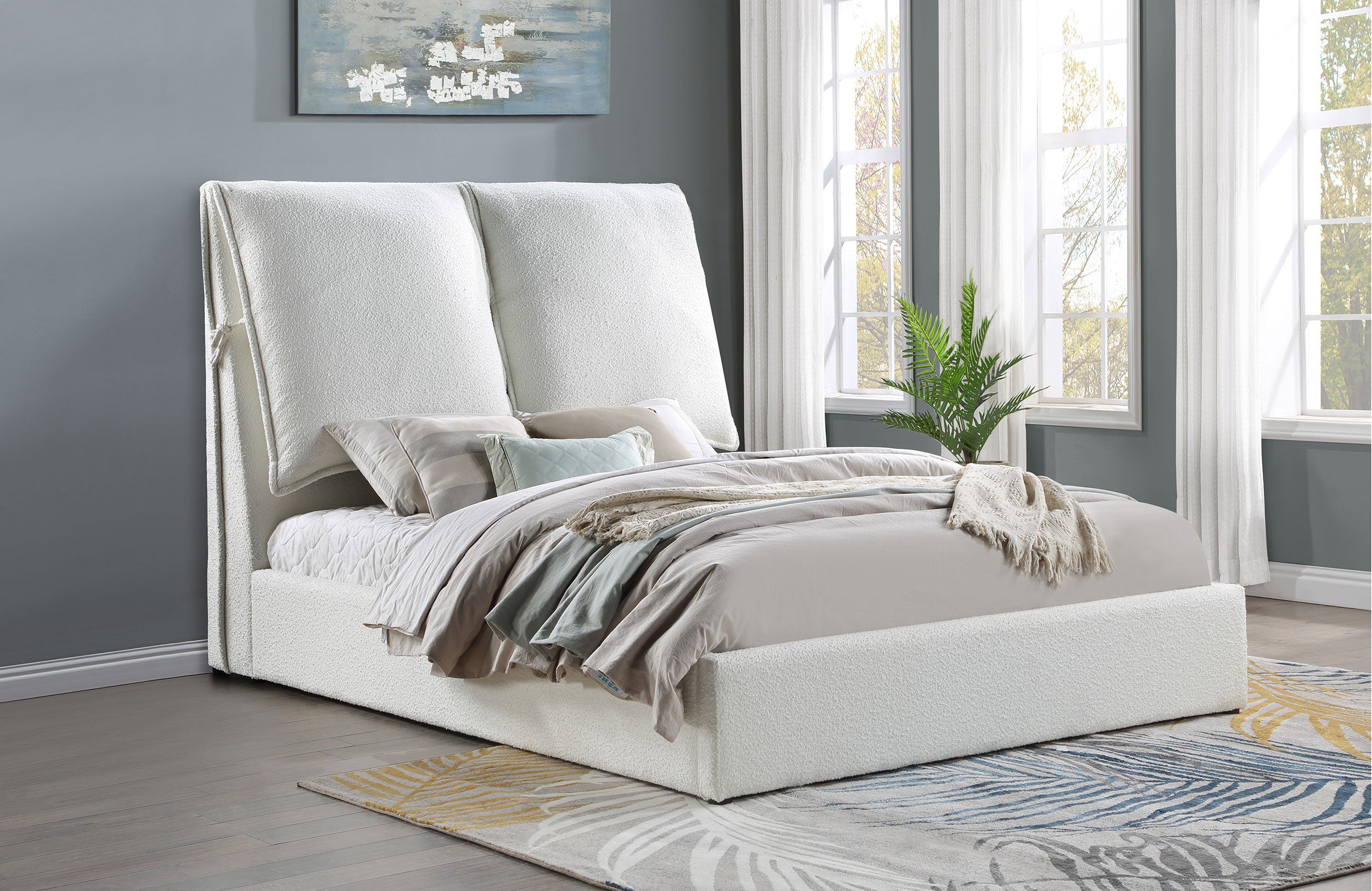 Gwendoline Upholstered Queen Panel Bed White — view 2