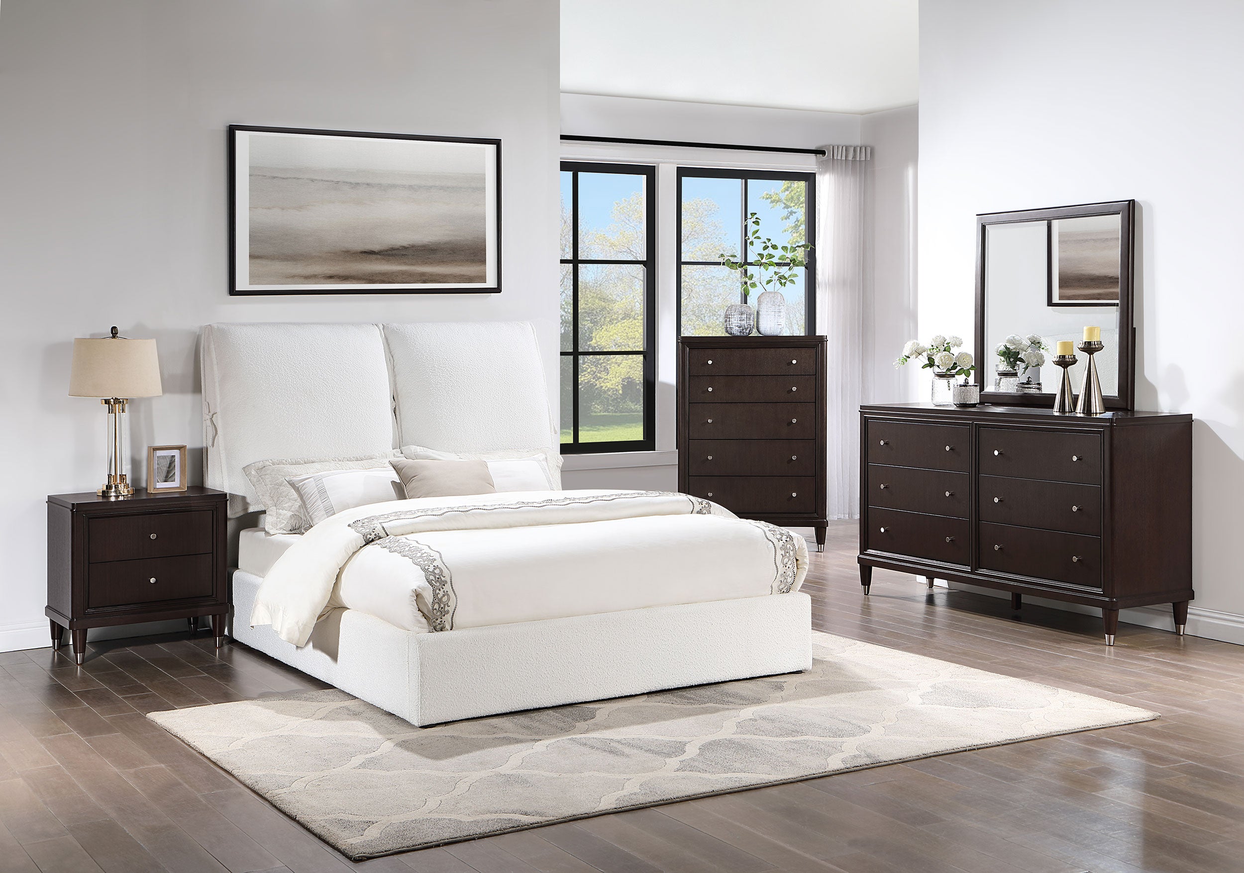 Gwendoline Upholstered Queen Panel Bed White — view 14