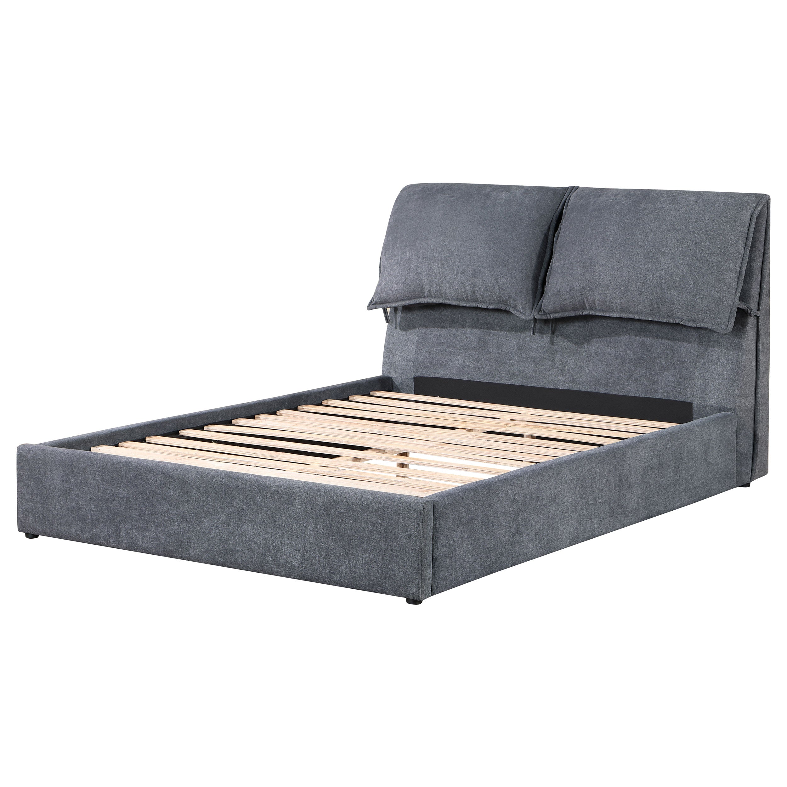Laurel Upholstered Eastern King Panel Bed Dark Grey — view 4
