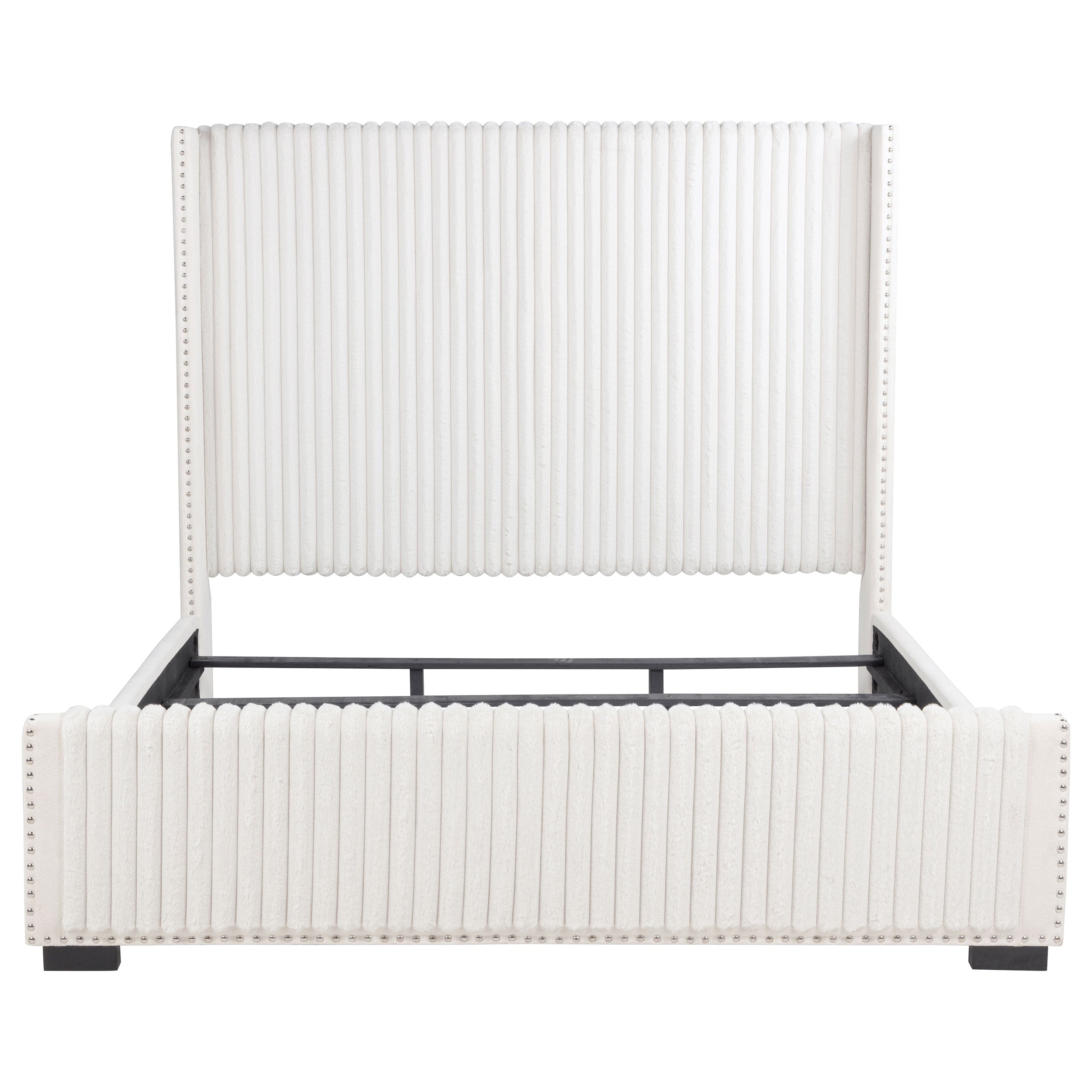 Natasha 65-inch Upholstered Eastern King Wingback Bed Cream — view 4