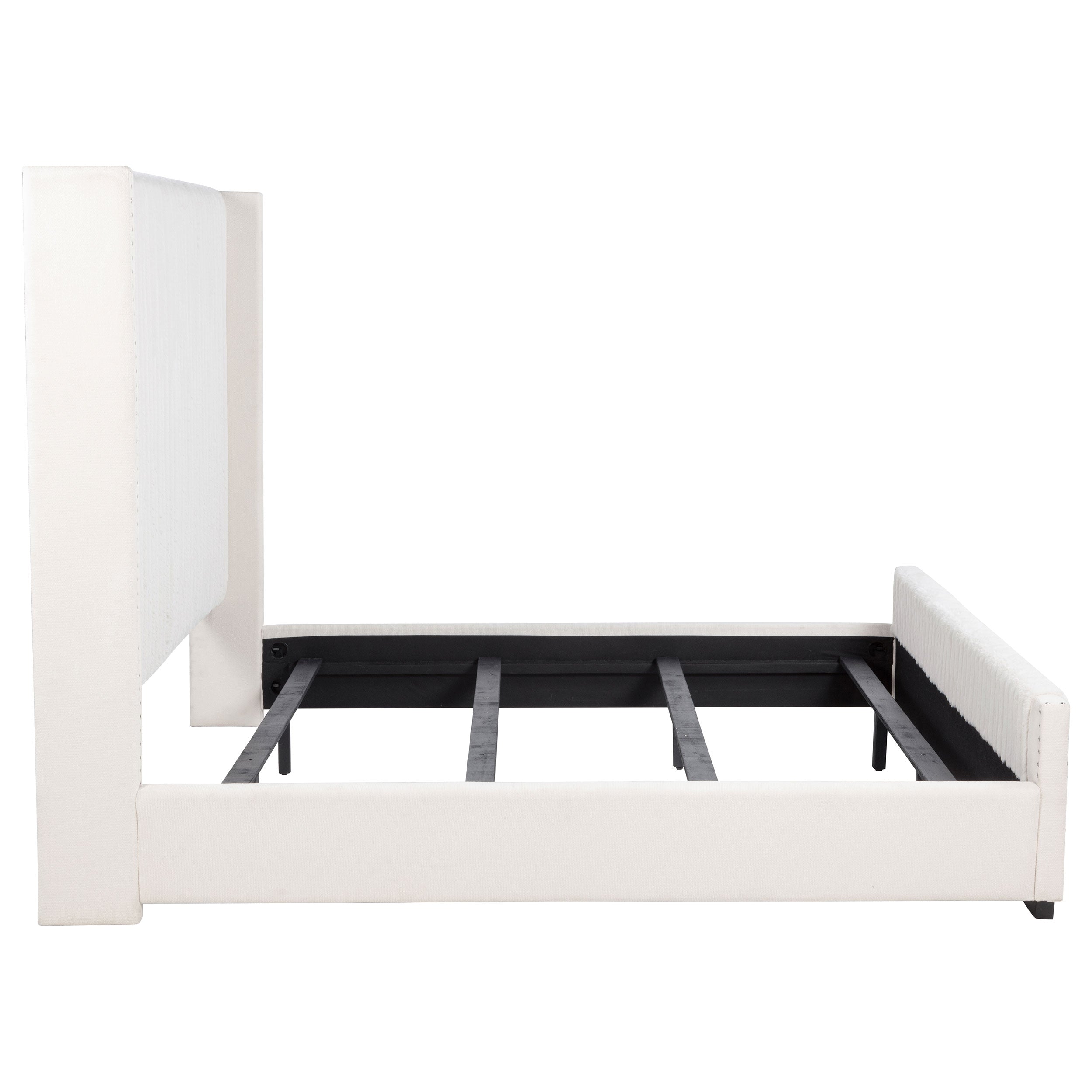 Natasha 65-inch Upholstered Eastern King Wingback Bed Cream — view 6