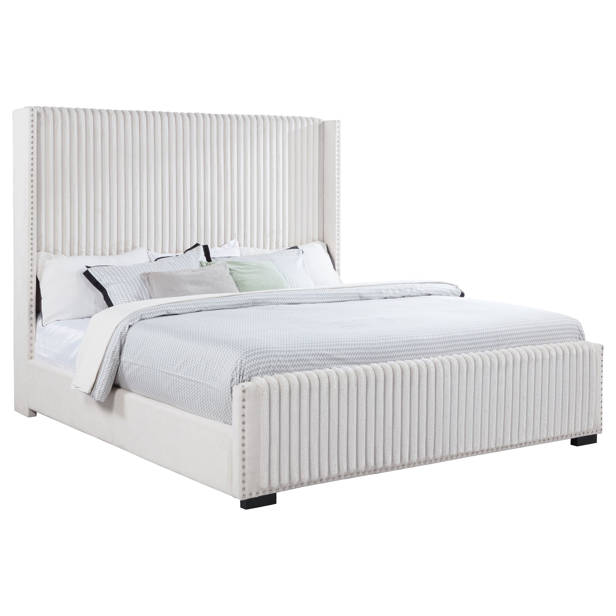 Natasha 65-inch Upholstered California King Bed Cream — view 3