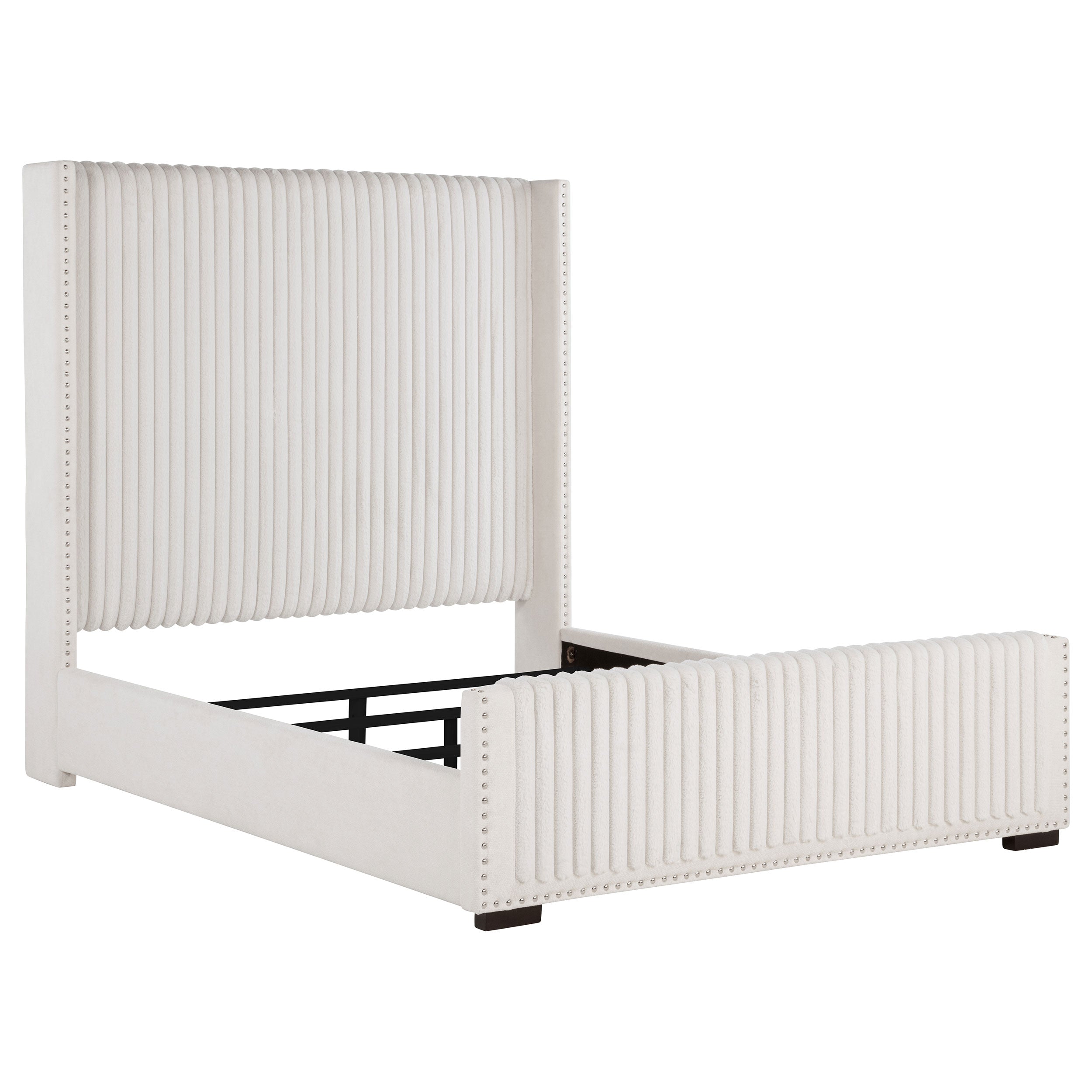 Natasha 65-inch Upholstered Queen Wingback Bed Cream — view 1
