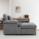 Chenille Fabric Sofa Bed With Cupholders And USB Charging Ports Chair For Living Room