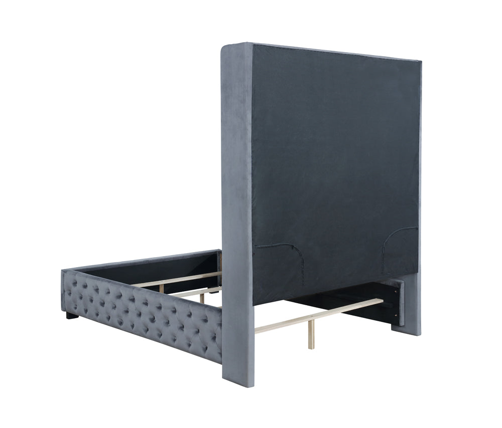 Rocori Upholstered Eastern King Wingback Bed Grey — view 3
