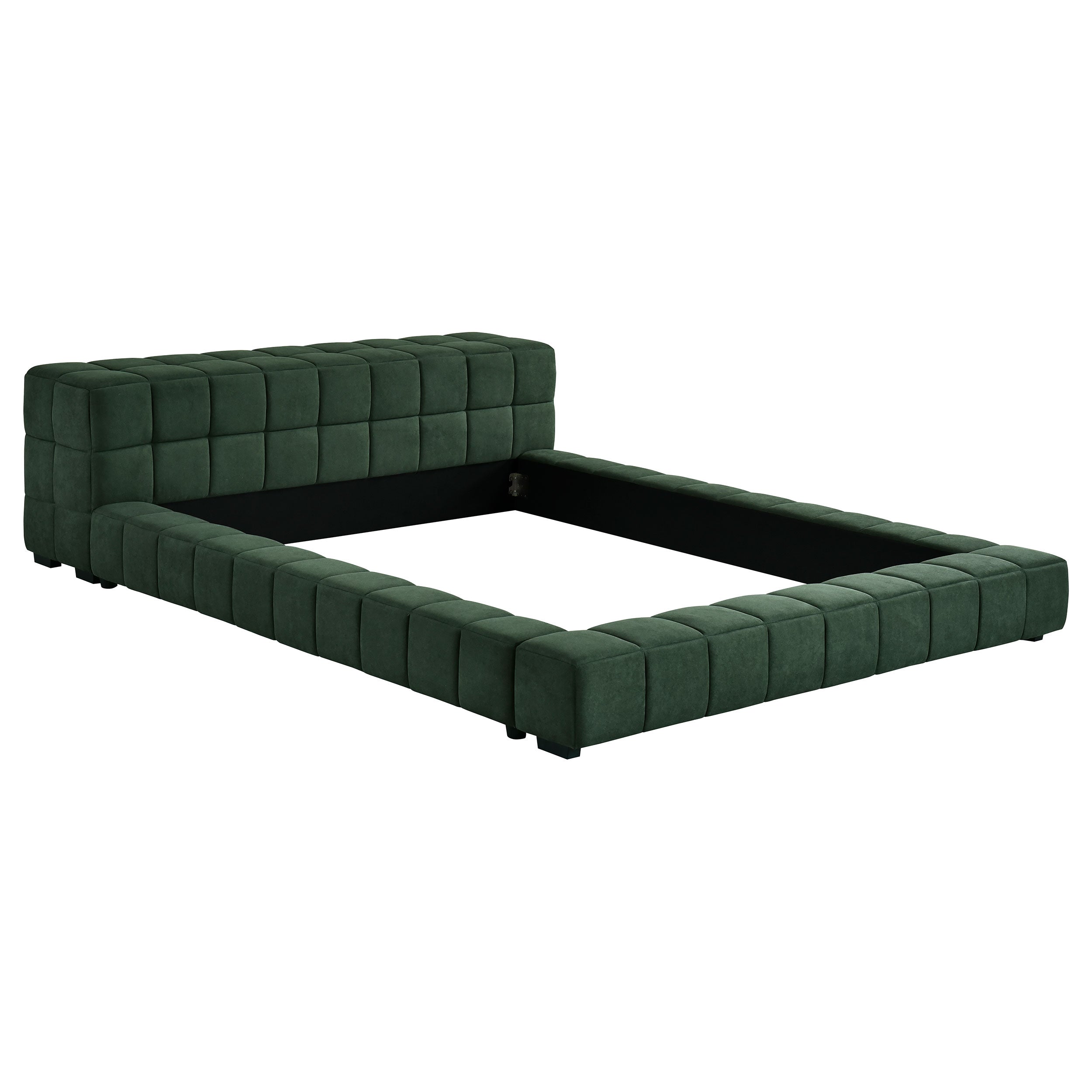 Trinity Upholstered Cal King Platform Bed Green — view 1