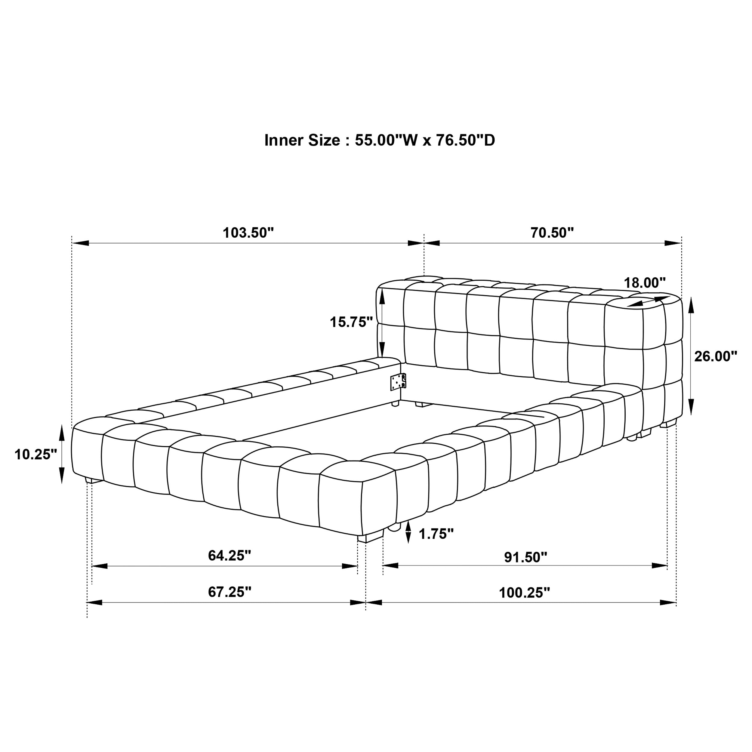 Trinity Upholstered Full Platform Bed Light Taupe — view 6