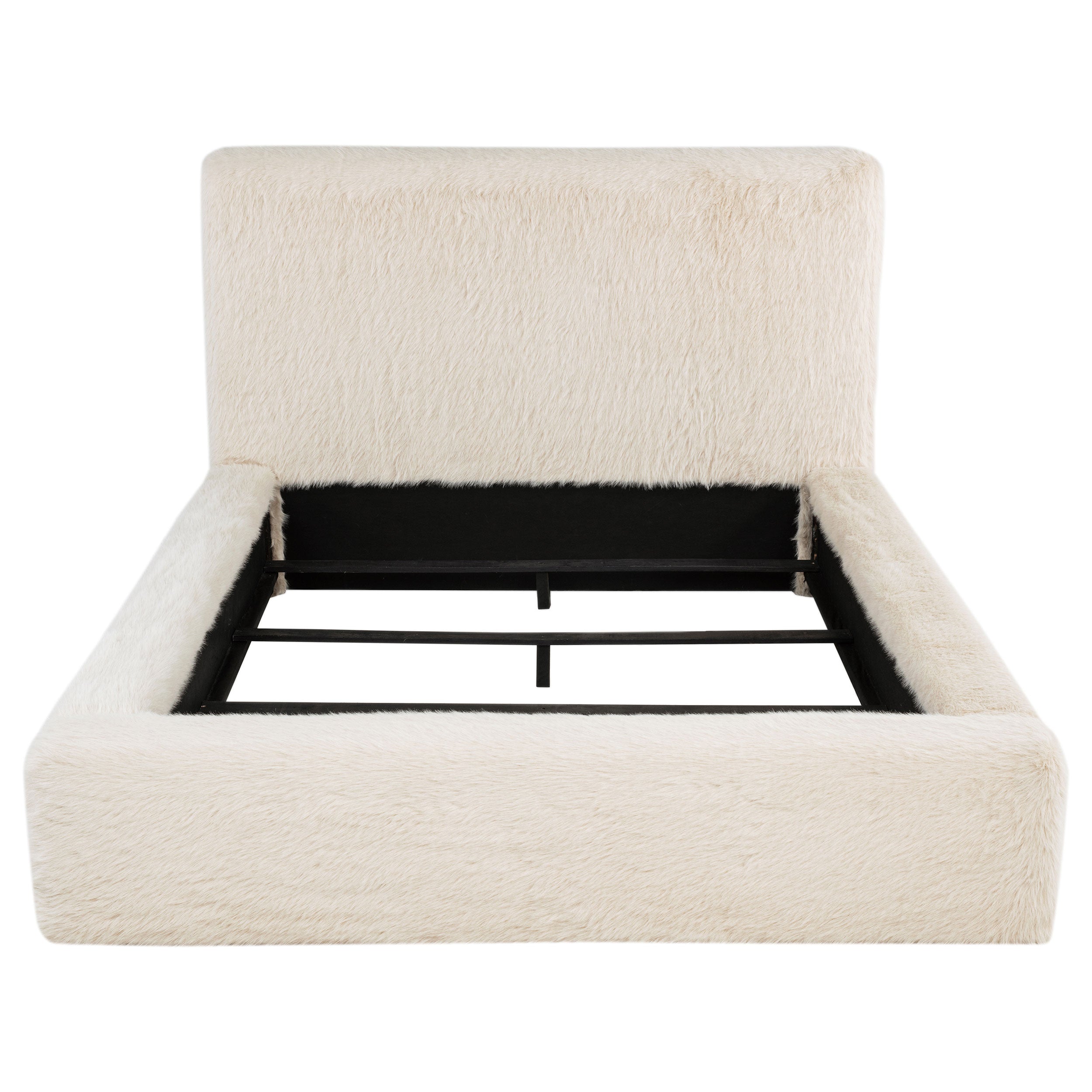 Rebecca Faux Fur Upholstered California King Bed Cream — view 4