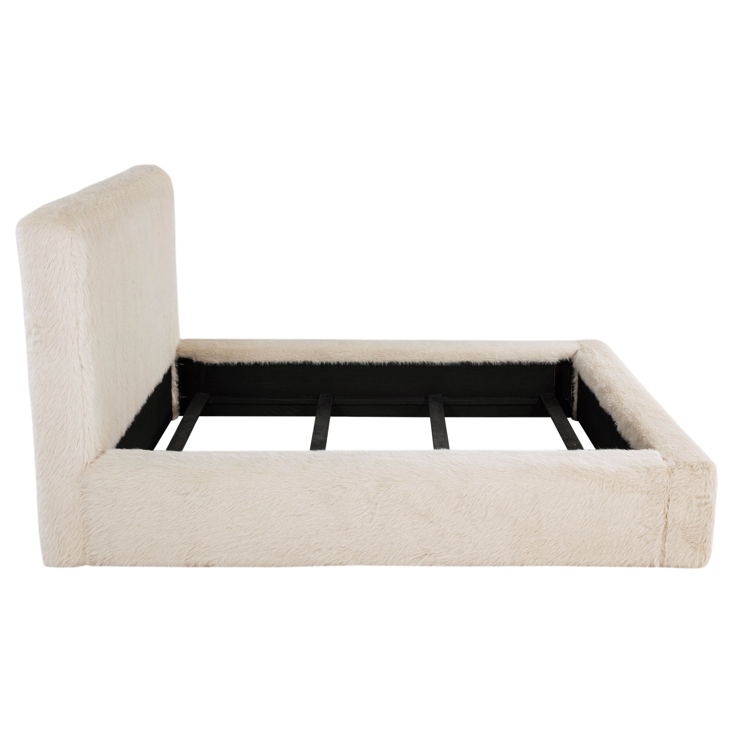 Rebecca Faux Fur Upholstered California King Bed Cream — view 6