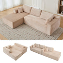 Compression Sectional Couch With Comfy Chaise, Boneless L Shape Sofa With Deep Seat