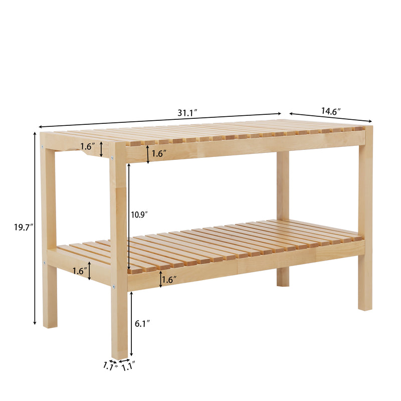 Shoe Bench-Birch, 3 Tier Sturdy Shoe Bench, Storage Shoe Organizer, Holds Up To 300Lbs For Entryway Bedroom Living Room Balcony - Natural Wood