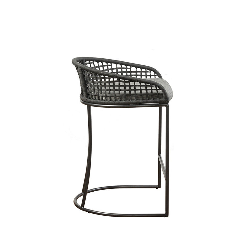 Coastal Woven Counter Stool With Upholstered Seat