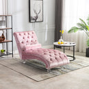 Velvet Chaise Lounge Indoor, Button Tufted Upholstered Chaise Lounge Chair With Pillow