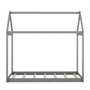 Twin Size Wooden House Bed, Gray