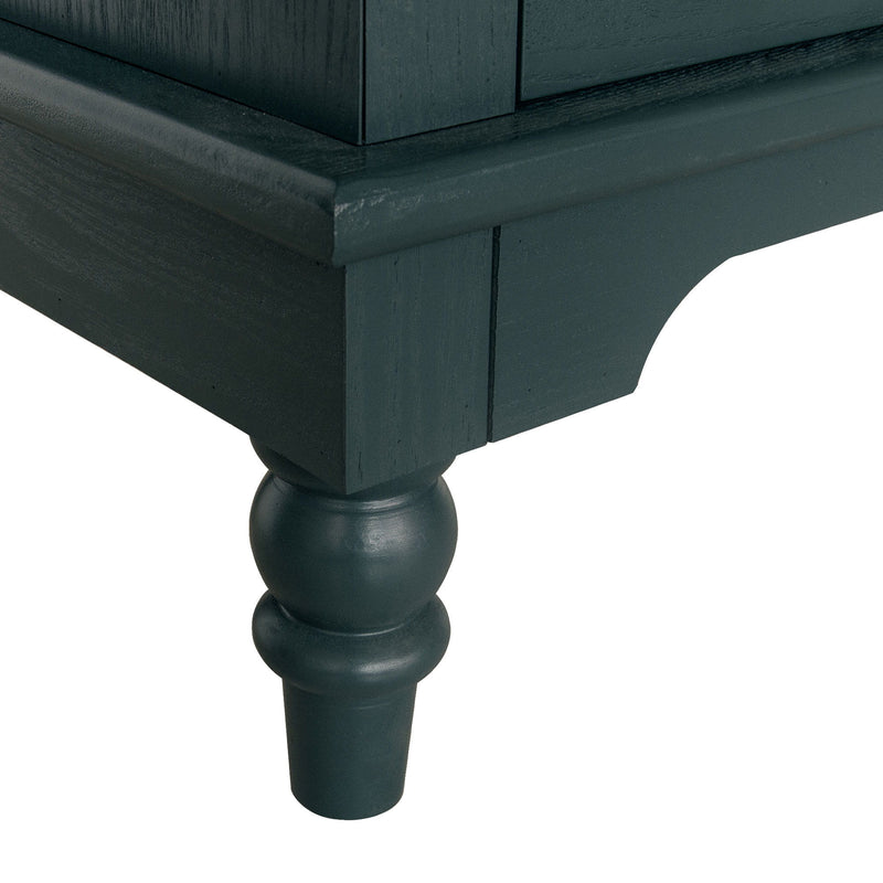 Hollow Carved 3 Drawer Dresser With Metal Handles, Storage Chest For Living Room Or Bedroom - Blackish Green