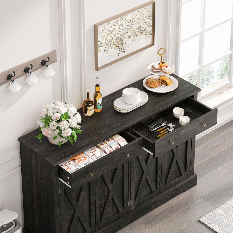 Vintage Sideboard With 2 Drawers And Four Doors For Living Room