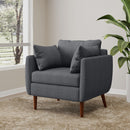 Luminate - Upholstered Fabric Club Chair With Tapered Legs And 2 Accent Pillows