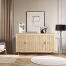 Elegant And Functional Rattan Decorative Storage Cabinet With 4 Doors