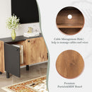 Mid Century TV Stand With 3 Cabinets, Media Console Table For Tvs Up To 70'', Entertainment Center With Storage For Living Room - Black / Brown