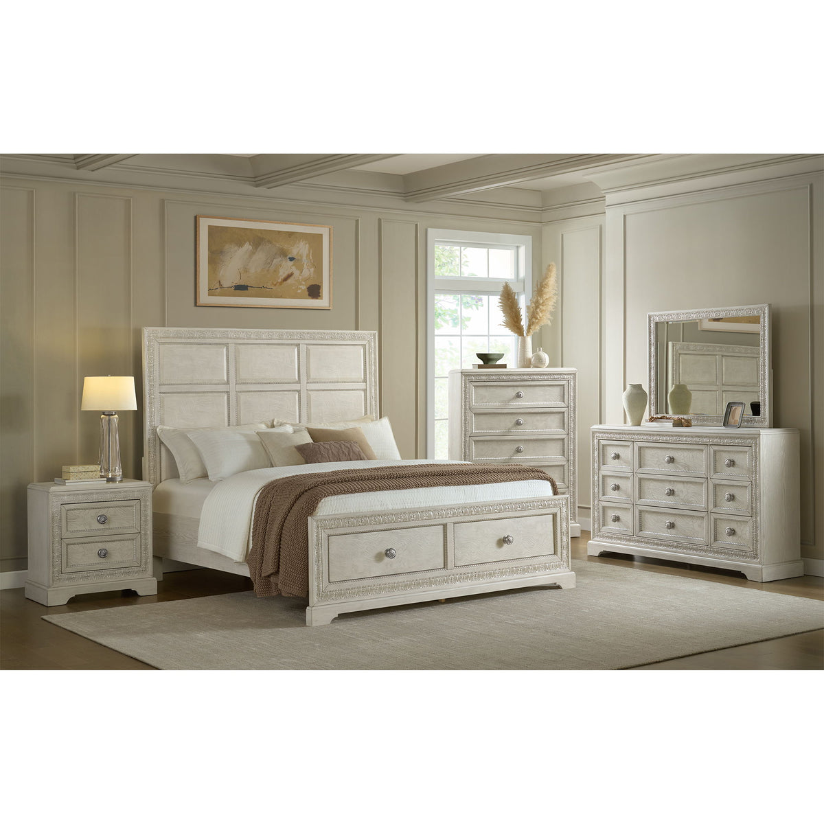 Romilly Nightstand With USB in White by Elements International, view 2