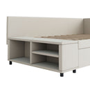 L Shaped Upholstered Platform Bed With Storage And Drawers