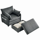 Comfy Corduroy Oversized Chaise Lounge Chair With Ottoman And Storage