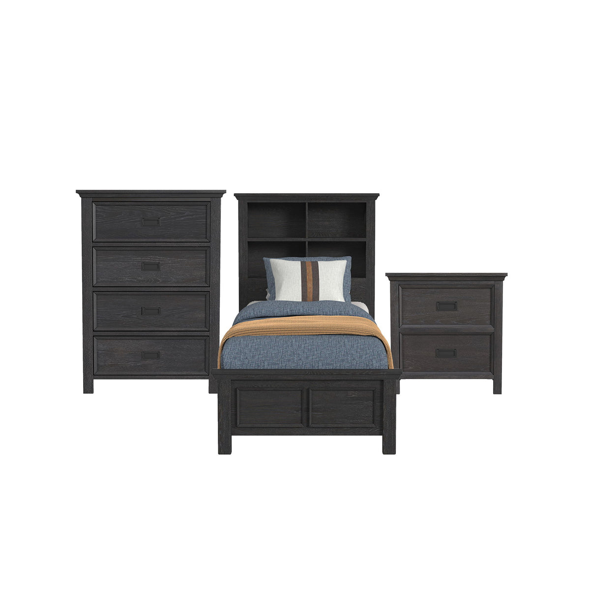 Hampton Kids Bookcase Bedroom Set in Black by Elements International, view 3