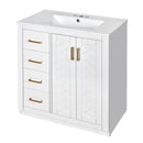 Ceramic Sink Combo, Freestanding Vanity Set With 3 Drawers & Soft Closing Doors