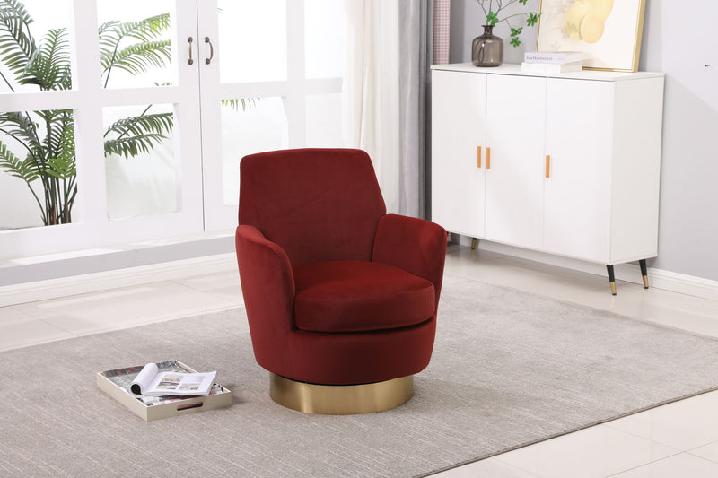 Swivel Barrel Chair, Swivel Accent Chairs Armchair For Living Room, Reading Chairs For Bedroom Comfy, Round Barrel Chairs With Gold Stainless Steel Base