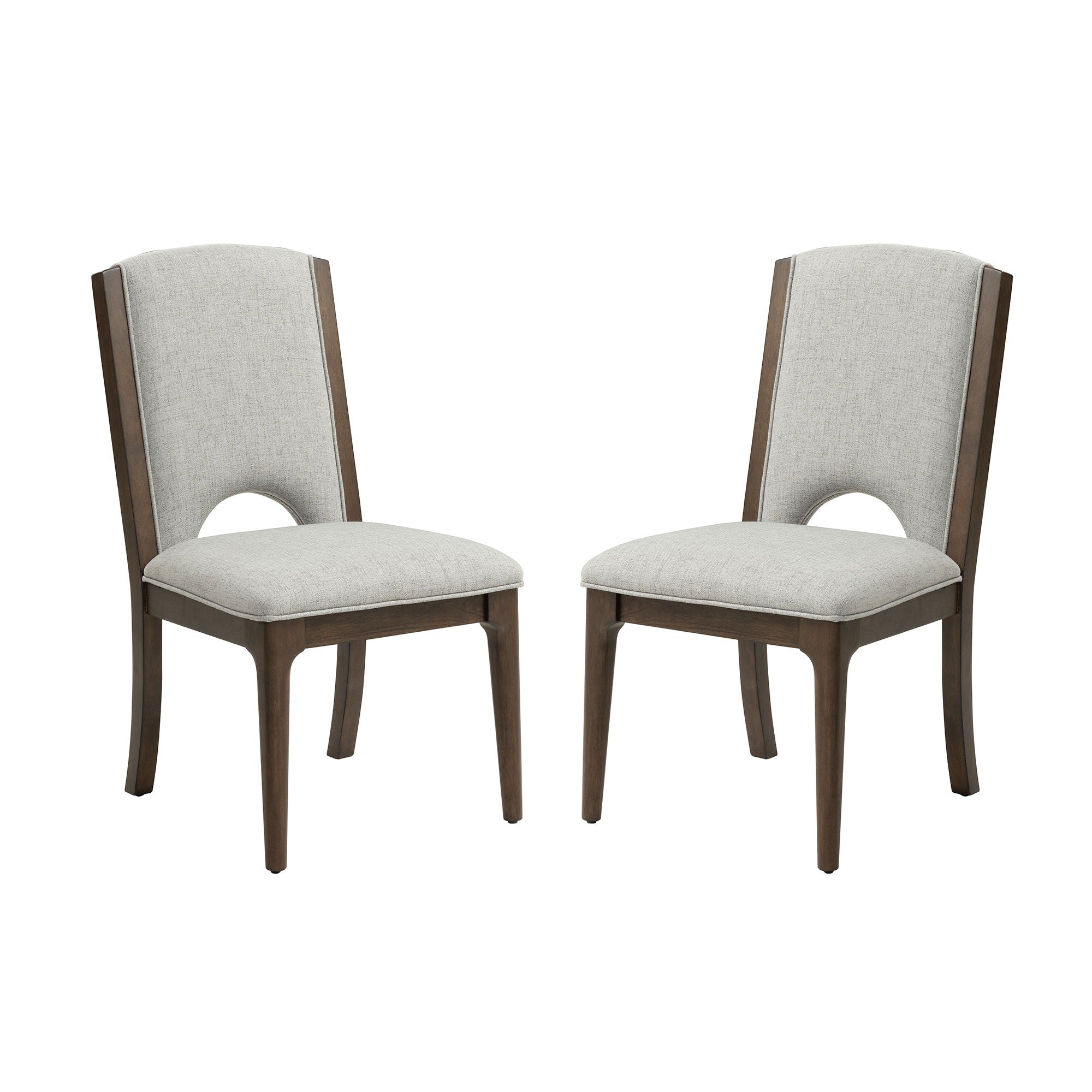 Athens - Upholstered Dining Chair (Set of 2) - Light Gray / Chocolate Brown