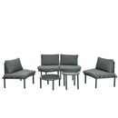 6 Piece Patio Set, Half Moon Outdoor Sectional Sofa With 2 High Low Coffee Tables, 4 Pillows & Cushions